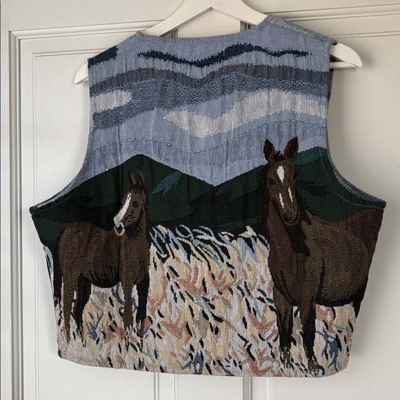 VINTAGE RARE Southwest Canyon Horse Country Western Vest large - Picture 5 of 5
